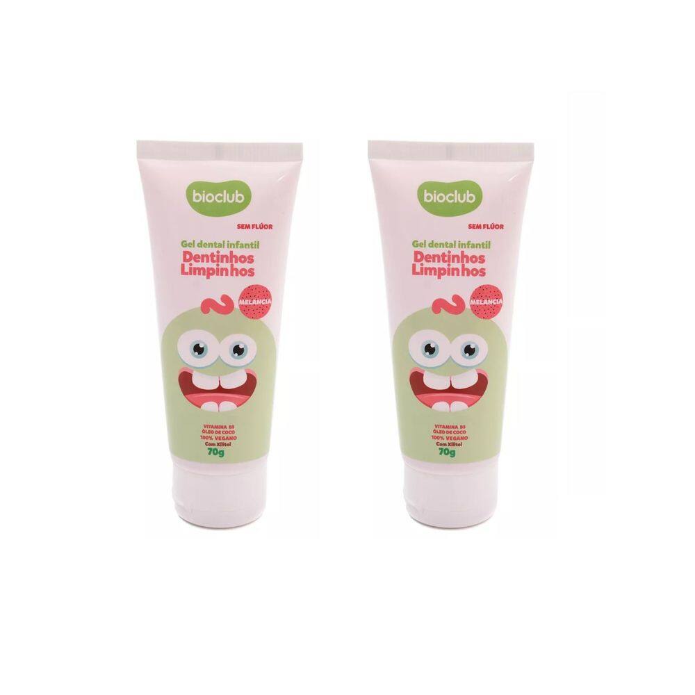 Gel Dental Infantil Kit Sem Flúor Melancia Vegano Bioclub70g