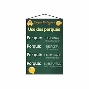 Banner Pedagógico Escolar Português Uso Dos Porquês 120X65Cm