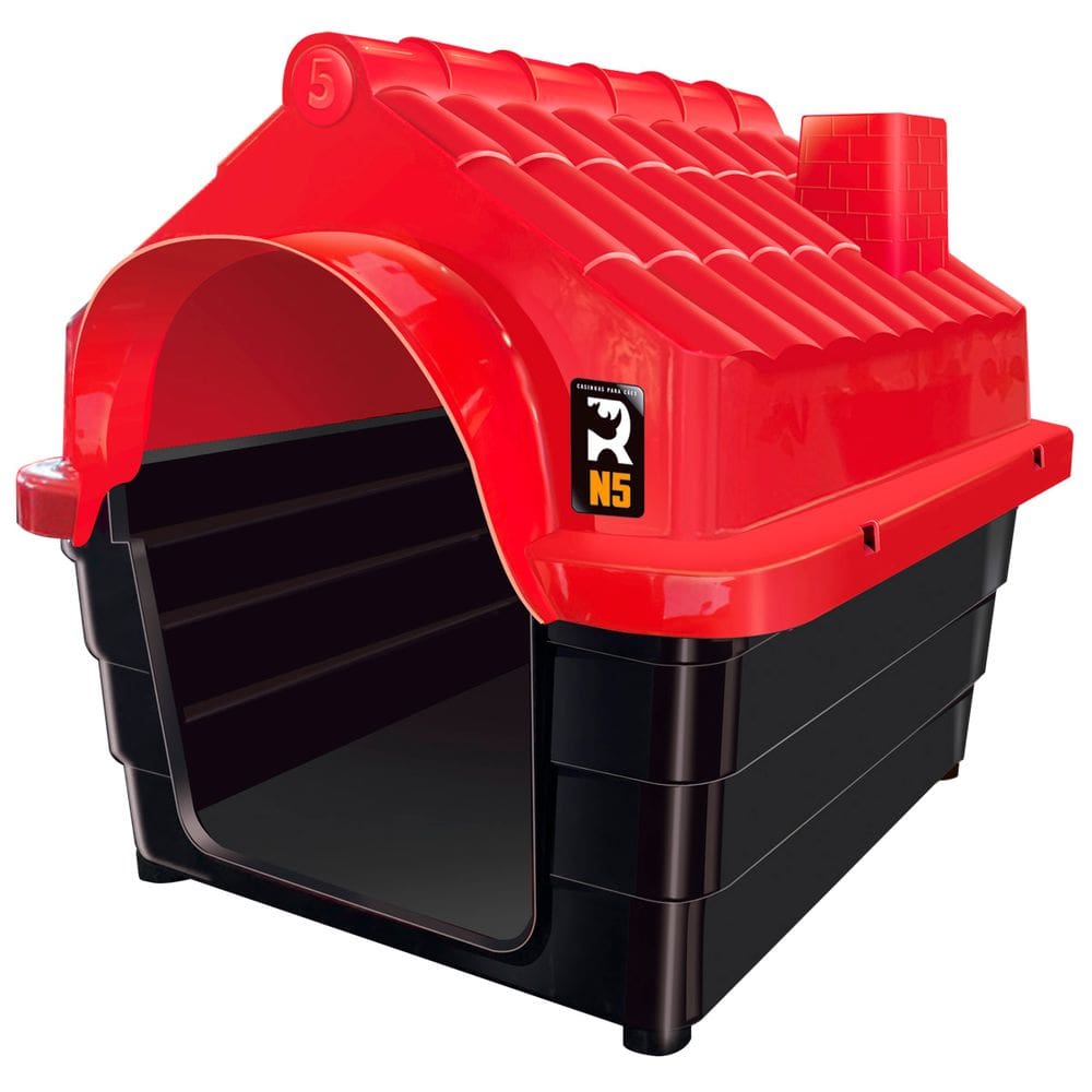 Casinha de Cachorro Cães Dog Número 5 Raças Médias Plástica Desmontável Rinopet Tamanho N5 - Cor: Vermelho