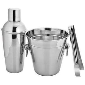Kit Coqueteleira + Balde + Pegador Aço Inox 500Ml Art House