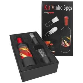 Kit Vinho Com Bomba De Ar Saca Rolha 3 Peças Unyhome