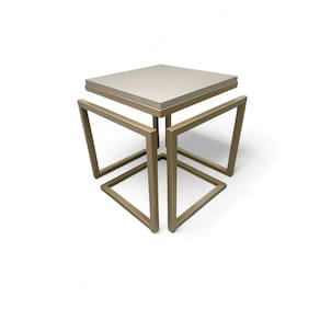 Mesa Lateral Cubo - Champagne e Cacao - 40cm