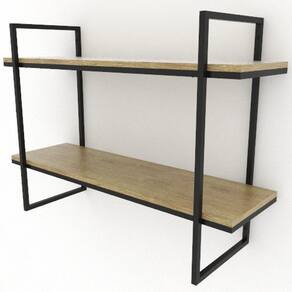 Prateleira Quadro com Suporte - 2 Prateleiras - Preto