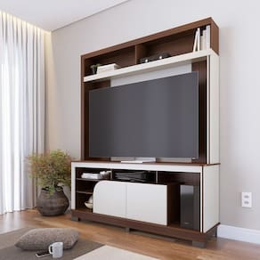 Estante Home para Tv até 65 Polegadas 2 Portas Belaya Nogueira Real / Off White