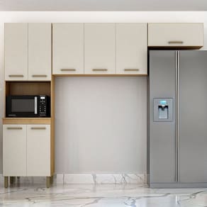Cozinha 3 Peças 8 Portas São Luis 206x250x42 Cm Cinamomo/Off White