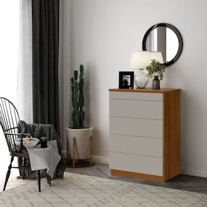 Cômoda 5 Gavetas Versatile Marrom/Cinza