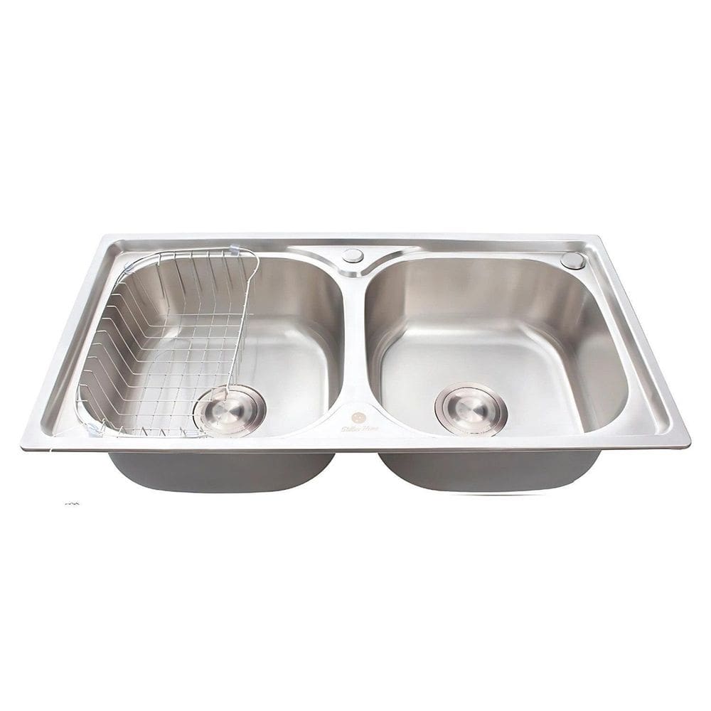 Cuba Dupla Gourmet Cozinha Aço Inox 304 com Acessórios 78x43cm Inox
