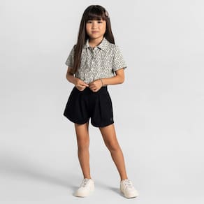Conjunto Com Camisa Cropped Infantil Menina Mundi