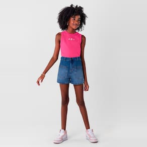 Blusa cropped em ribana class infantil menina Young Class