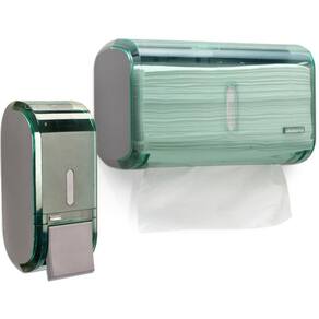 Kit Toalheiro 2D Verde + Saboneteira Compacta 400Ml