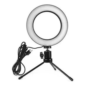 Ring Light Mesa 16Cm +Tripé Iluminador Youtuber Maquiagem 6P