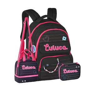 Kit Mochila De Costas Luluca Lancheira E Estojo Box - Preto
