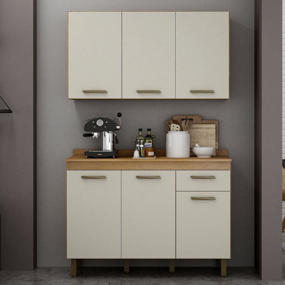 Cozinha 2 Peças 6 Portas 1 Gaveta São Luis Cinamomo/Off White
