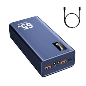 Banco de potência PSOOO 50000mAh 65W de carregamento rápido USB-C azul