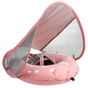 Bóia de natação para bebês HECCEI Mambobaby autoinflável com dossel rosa