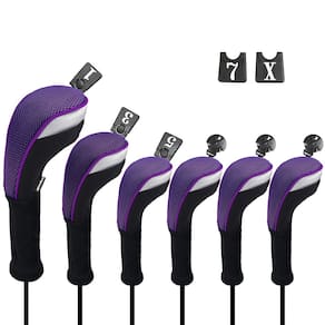 Conjunto de capas de cabeça de clube de golfe Andux Long Neck, 6 peças (preto/roxo)