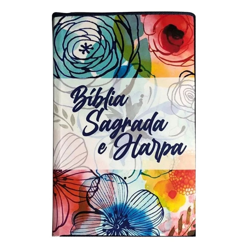 Bíblia E Harpa - Letra Gigante - Com Zíper - Capa Dura - Flor Gold - King`s Cross