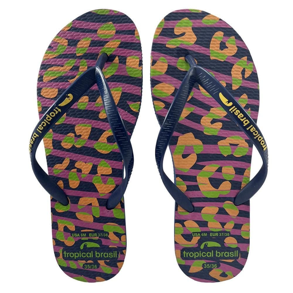 Chinelo Slim Estampado Azul Est 39/40 Tropical Brasil
