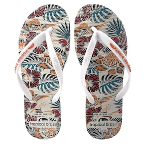 Chinelo Branco Estampado 39/40 Tropical Brasil