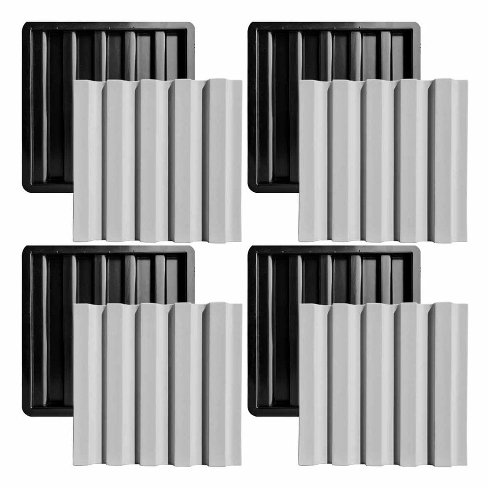 Kit 4 Formas 3d Abs - Ripado 30x30 Placa Gesso Cimento