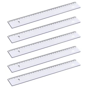 Kit 05 Réguas 30cm Poliestireno Transparente Cristal - Acrimet