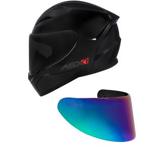 Capacete ASX City Solid Preto Brilhante Mais Viseira Camaleão
