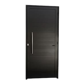 Porta Lambril 2,10x60 lado ESQUERDO L-25 no alumínio preto c/puxador redondo
