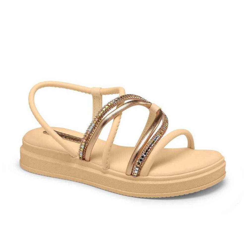 Sandália Infantil Menina Pink Cats Flatform Tiras Brilhantes