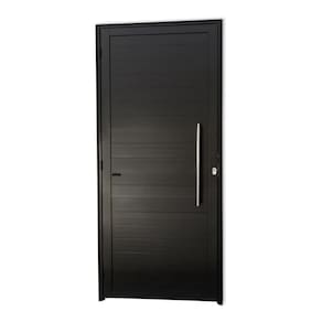 Porta Lambril 2,10x1,00 lado DIREITO L-25 no alumínio preto c/puxador redondo