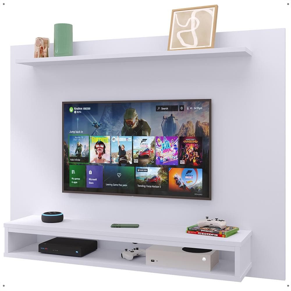 Painel Suspenso Nairóbi Prateleira Superior Nicho Tv até 48 Polegadas Sala Estar Quarto - Branco - Lojas RPM