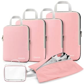 Cubos de embalagem de compressão Gonex expansíveis, conjunto de 6 peças, rosa
