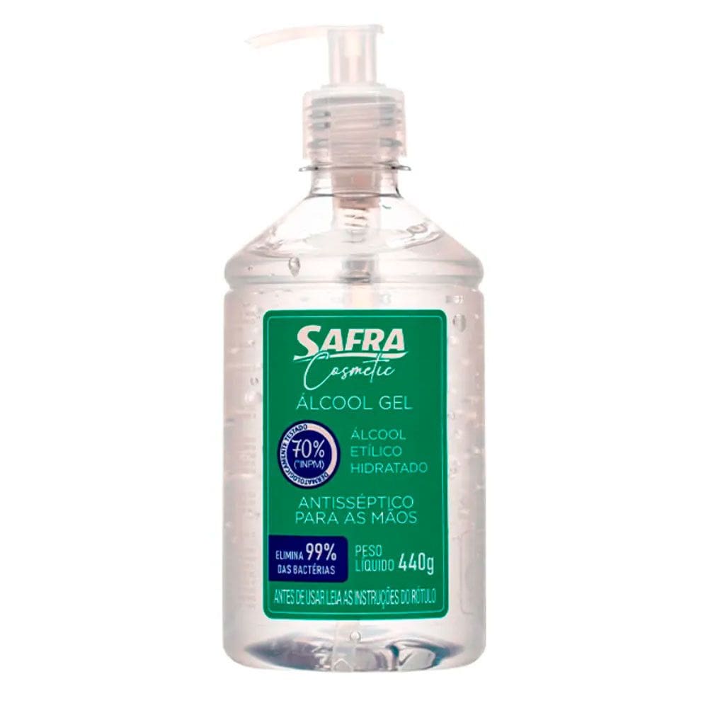 Alcool Gel 70° INPM Anti-Septico 440g Pump Safra