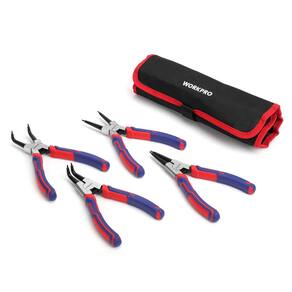 Conjunto de alicates Snap Ring WORKPRO de 4 peças de 7 polegadas com bolsa de armazenamento