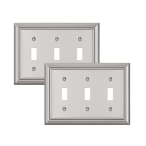 Placas de parede DEWENWILS Triple Toggle Brushed Nickel Metal x2