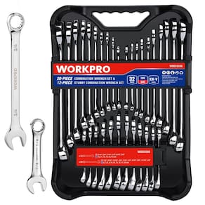 Conjunto de chaves WORKPRO de 32 peças SAE e métrico com bandeja organizadora