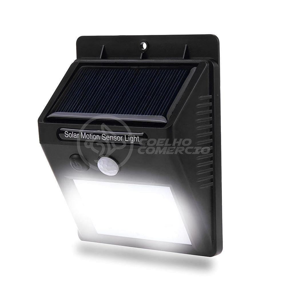 Luminária De Parede Luz Branca Recarregável Energia Solar Com Sensor De Presença - 30 Leds