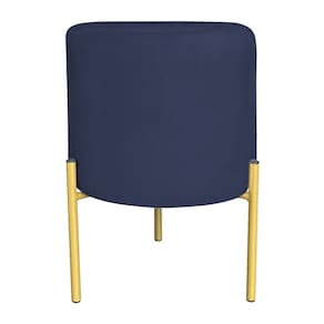 Puff Decorativo Soren Suede Azul Marinho Pés de Ferro Dourado - Pallazio