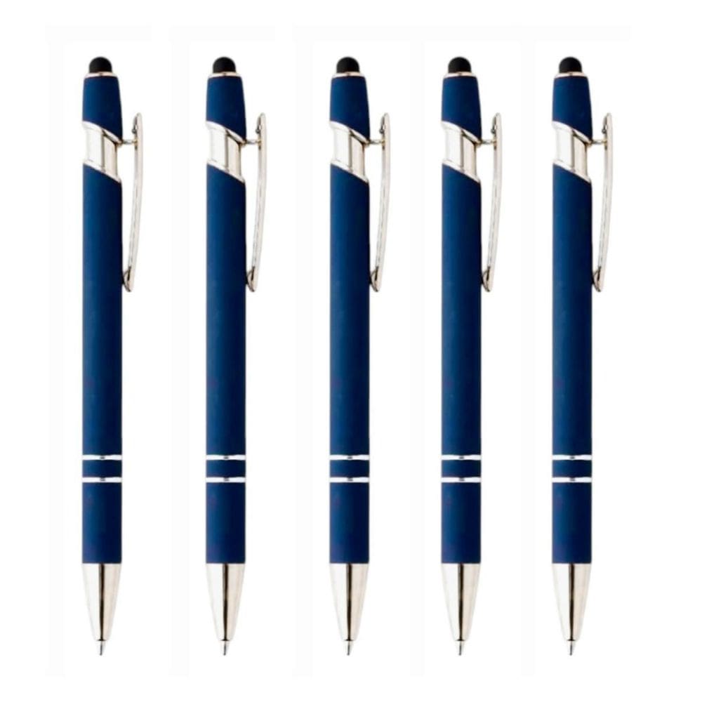 Kit 5 Canetas Metálicas Touch Esferográfica 2 Em 1- Elegânte