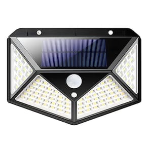 Luminária De Parede Luz Branca Recarregável Energia Solar Com Sensor De Presença - 100 Leds