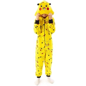 Macacão Pokémon Boys Pikachu amarelo com orelhas 3D de 7 a 8 anos