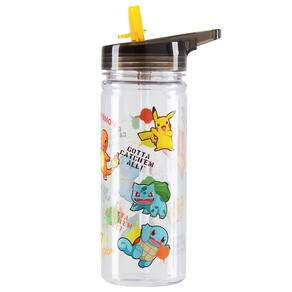 Garrafa de água Pokémon Kids com canudo de plástico 580ml reutilizável