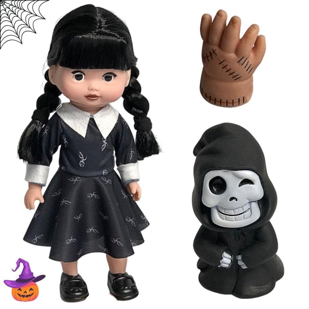 Boneca Wandinha Addams Vavazinha Mãozinha Fantasminha Halloween Bruxa Infantil De Criança