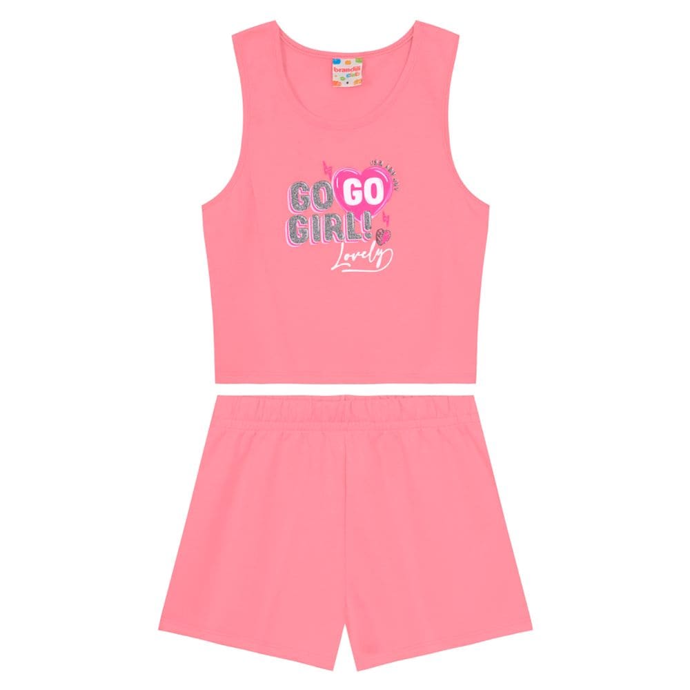 Conjunto infantil menina estampa com glitter Brandili