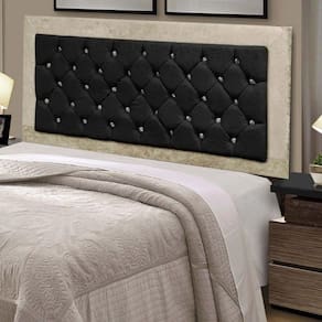 Cabeceira Berlim Suede Preto e Bege 195CM - FRI Varejo