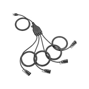 Cabo de extensão DEWENWILS Outdoor, divisor de 1 a 4, 15 pés, preto