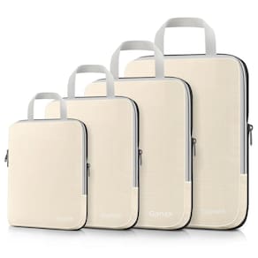 Cubos de embalagem de compressão Gonex, 4 peças, organizadores de viagens, creme