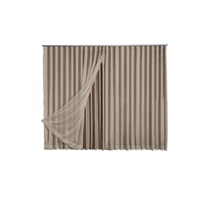 Cortina Microfibra Com Voil 2,80x1,80 Para Trilho Duplo avelã
