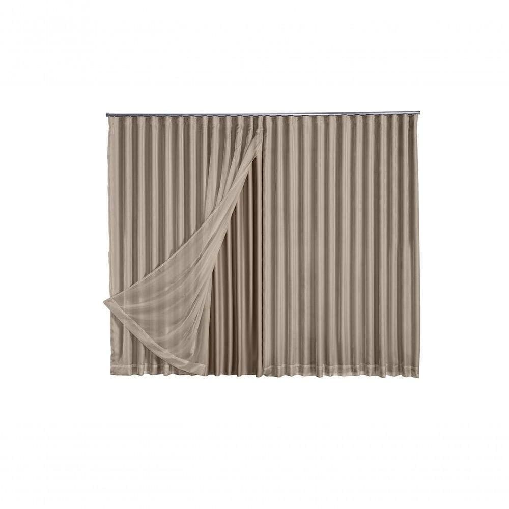 Cortina Microfibra Com Voil 2,80x2,30 Para Trilho Duplo avelã