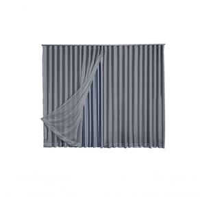 Cortina Microfibra Com Voil 2,80x2,30 Para Trilho Suíço cinza