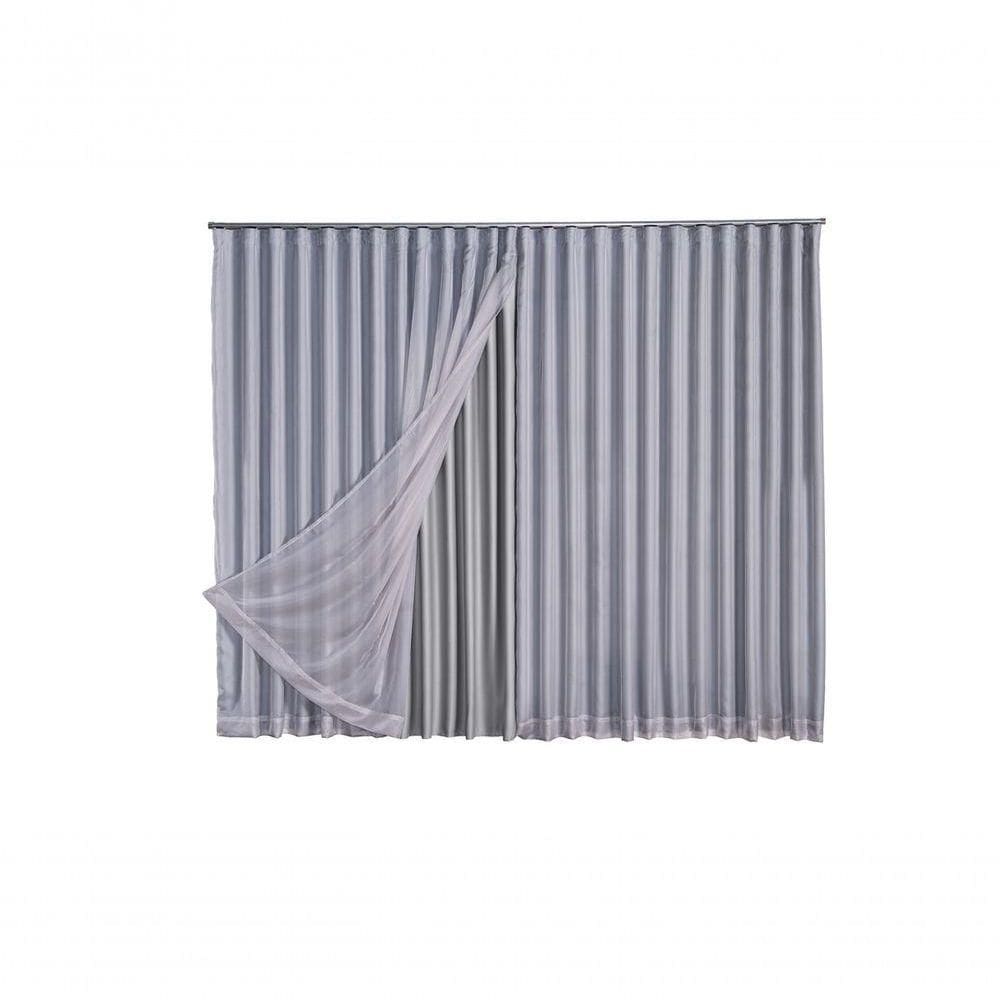 Cortina Blackout Com Voil 4,00x2,50 Para Trilho Suíço gelo